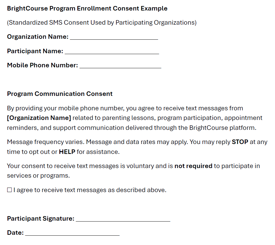 Brightcourse Program Enrollment Brightcourse Program Enrollment